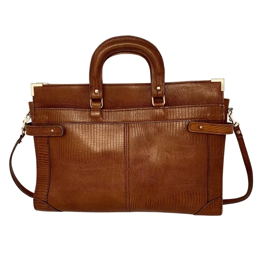 Smart Bags Vintage Brown Lizard Embossed Leather Briefcase Satchel Made in USA